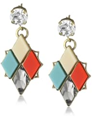 Anton Heunis Inca Goddess Small Multi-Colored Mosaic Diamond Drop Earrings
