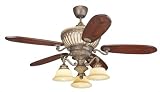 Monte Carlo 5SCR60BR3 Stirling Castle, 60-Inch 5-Blade Ceiling Fan with Remote and Light Kit, British Bronze Motor Finish and Carved Tung Wood Blades