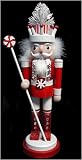 15 Peppermint Twist Wooden Christmas Nutcracker With Tree Crown
