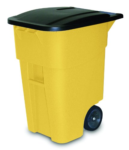 Rubbermaid Commercial Brute HDPE Rollout Trash Can with Lid, Rectangular