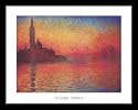 Claude Monet Dusk Martin Sunset Art Framed Poster Print - 11" X 14"