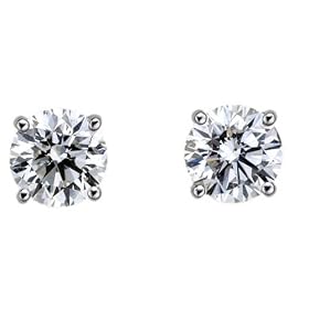 Platinum Round Diamond 4-Prong Stud Earrings (1/2ctw, SI1/2, H-I)