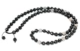 Shamballa Necklace 30 Inches 10mm Faceted Black Onyx with Nine 10mm Gunmetal Black Diamond Crystal Pave Beads Adjustable Macrame Closure Unisex 