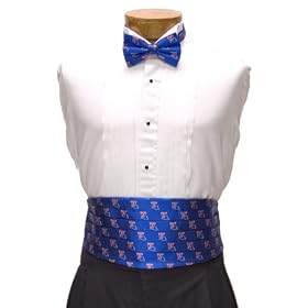 LA Tech Cummerbund and Bow Tie Set - Louisiana Tech University Blue Cummerbund Set with Logo