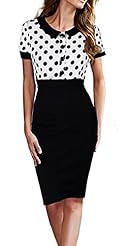 V-neck Cocktail Vintage Polka Dot Print Cap Sleeves Homecoming Dress/Party Dress/Wedding Dress 