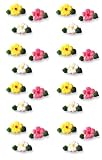 Flower Cakes, Cupcakes, Cookies - Leaf Flower Charm Mini Shaped Edible Hard Sugar Decorations (24 pcs)