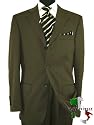 Nicoletti Made in Italy Cashmere / Wool Mens Suit 150's Hand Made Three Button 2pc Canvas Front Custom Working Buttonholes Business Suit Dark Olive