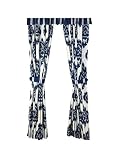 Rose Tree Palisades Pair Window Panels with Tie Backs, Navy