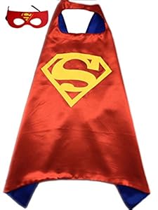Superhero or Princess CAPE & MASK SET Kids Childrens Halloween Costume (Red & Blue (Superman))