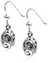Sterling Silver Filigree Oval Drop Earrings