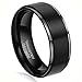 8mm Black Tungsten Carbide Rings Flat Brushed Matte Comfort Fit Size 6 to 13
