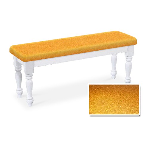 Wood Country Style White Farmhouse Dining Bench with Gold Glitter Vinyl
