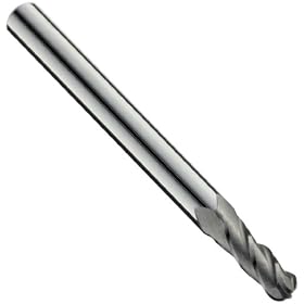 Niagara Cutter MEB430 Miniature Carbide End Mill, Uncoated (Bright), 4 Flutes, Ball End, 0.144" Cutting Length, 0.048" Cutting Diameter