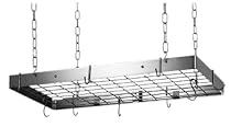 Rogar Stainless Steel and Chrome Rectangular Pot Rack with Grid
