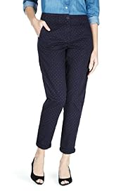 Pure Cotton Spotted Skinny Turn Up Trousers