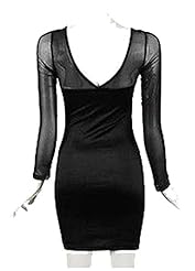 Sexy Cotton/Tulle Above the Knee Long Sleeves  Shirt Club Dress/Mini Dress 