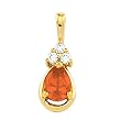 14K Yellow Gold Mexican Fire Opal and Diamond Pendant
