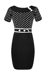 Polyester/Spandex Polka Dot Print Illusion Empire   Waistline Knee Length  Dress