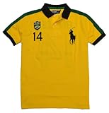 Polo Ralph Lauren Men Custom Fit Big Pony Logo T-Shirt - Brazil (L, Yellow/green/black)