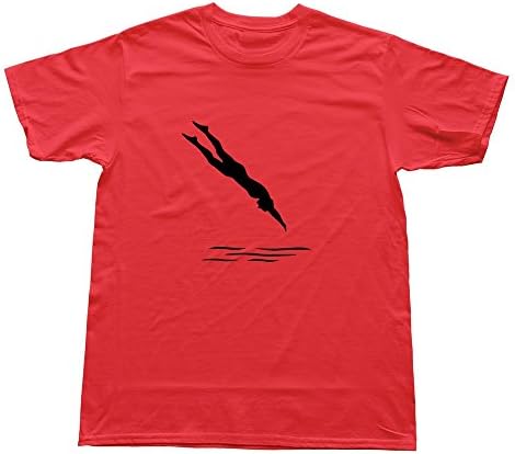 AWSY Men's Swimmer Water Swimming T Shirt Small Red