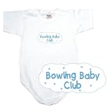 BABY BODYSUIT WHITE  LIGHT BLUE CLOUD BOWLING CLUB  0 - 3 Months