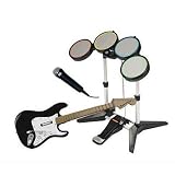 Wii Rock Band 2 Bundle - WORKS ALSO WITH WII BEATLES - Guitar, Drums & Microphone Set... by MTV Games