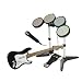 Wii Rock Band 2 Bundle - WORKS ALSO WITH WII BEATLES - Guitar, Drums & Microphone Set (GAME NOT INCLUDED) Rockband