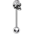 Crystal Eye Skull Stainless Steel Barbell Tongue Ring