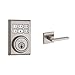 Kwikset 910 Z-Wave Contemporary SmartCode Electronic Touchpad Deadbolt and Halifax Passage Lever Bundle, Works with Amazon Alexa via SmartThings or Wink, in Satin Nickel