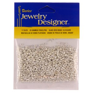 10/0 Glass Seed Beads, Silver, 20 Gram Pkg