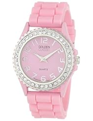 Golden Classic Womens 2219-lightpink Savvy Jelly Rhinestone Light Pink Silicone Watch