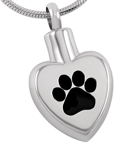 Cremation Ashes Necklace "Black Paw" Pendant Memorial Pet Jewelry By Life Lockets (Black) - A Unique Urn Keepsake