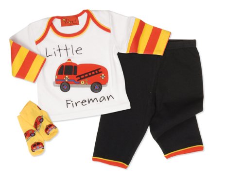 Mud Pie Baby Oh Boy! Fire Truck Play Set Clothes, Newborn to 6 Months