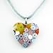 Handmade Heart Shaped Murano Pendant- Jenny with Gray Cord