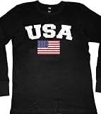 United States Of America Flag International Soccer Thermal Shirt, American Soccer Mens Thermal Shirt, X-Large, Black