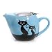 HuesNBrews Cattitude Infuser 17-Ounce Blue Teapot, 1 Pack