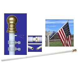 6ft Spinner Flagpole - White Aluminum
