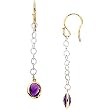 Sterling Silver and 14K Yellow Gold Amethyst Earrings