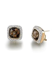 14k White Gold 0.93 Ctw Citrine and Diamond Earrings
