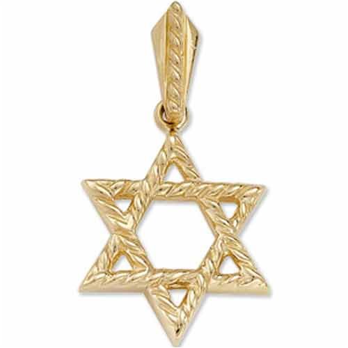 14Kt Yellow Gold Wavy Judaica Star of David Pendant