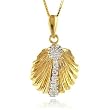 14K Gold Diamond Seashell Pendant with FREE Chain