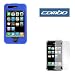 Solid Dark Blue Rubberized Snap-on Hard Cover Case + Clear Reusable LCD Screen Protector for Apple 2nd Generation Iphone 3G Smartphone