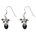 Sterling Silver Short Onyx and Grey Mother of Pearl Cluster Earring