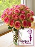 Global Fund for Women Rose Bouquet, Eco-Friendly - Pink and Cream Rose Bouquet