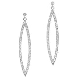 Sterling Silver Diamond cz Leaf Earrings