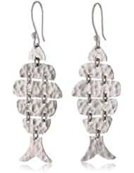 Sterling Silver Hammered Fish Dangle Earrings