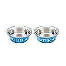 Buddy'S Line Non-Skid Stainless Steel Fusion Food/Water Serving Pet Bowl, Blue/White, 1-Pint