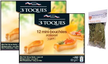 french les 3 toques mini bouchees 12's 24 servings LES 3 TOQUES - 2 x 2,12 oz each box + 1 x bag of bouquet garni Théodore Bardin-Cuinet mini bouchées oceanes x 12