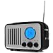 Produkt-Bild: Nostalgie Retro Radio schwarze Lederverkleidung (Radiowecker, Temp. Anzeige, Aux-In)