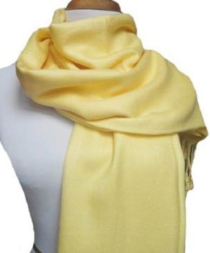 Soft and Silky Beautiful Viscose Pashmina Light Yellow Shawl/ Wrap 28" X 78"